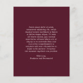 Deep Burgundy Budget Wedding Thank You Card Flyer (Achterkant)