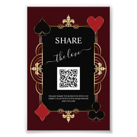 Deep Burgundy Casino Share Photo QR Code Wedding  (Devant)