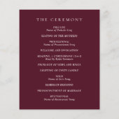 Deep Burgundy Classic Budget Wedding Program Flyer (Achterkant)