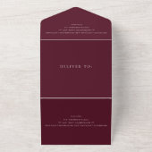 Deep Burgundy Elegant Classic Wedding All In One Uitnodiging (Buitenkant)
