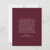 Deep Burgundy Elegant Classic Wedding Bedankkaart (Achterkant)
