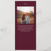 Deep Burgundy Elegant Classic Wedding Menu (Achterkant)
