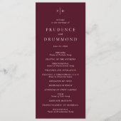 Deep Burgundy Elegant Classic Wedding Programma (Voorkant)
