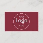 Deep Burgundy Elegant Custom Company Logo QR Code Visitekaartje (Voorkant)