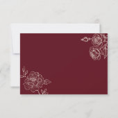 Deep Burgundy Floral Wedding RSVP with QR Code (Dos)