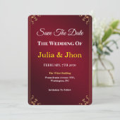 Deep Burgundy Ivory Elegant Wedding Save The Date (Staand voorkant)
