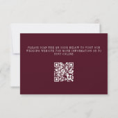 Deep Burgundy Ivory QR Code Wedding RSVP Card (Dos)