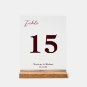 Deep Burgundy Minimalist Wedding Table Number (Recto)