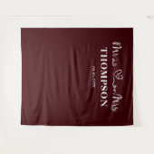 Deep Burgundy | Mr and Mrs Elegant Simple Wandkleed (Voorkant (horizontaal))