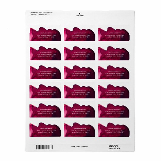 Deep burgundy red waterverf abstracte inkt rood etiket (Full Sheet)