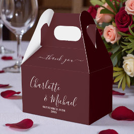 Deep Burgundy Script Minimalist Wedding Thank You Bedankdoosjes