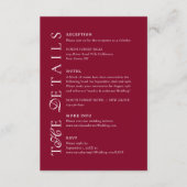 Deep Burgundy Script Wedding Details Informatiekaartje (Voorkant)