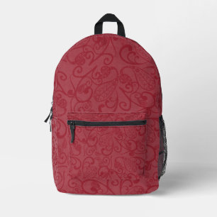 Deep Carmine Leafy Pattern Rugzak