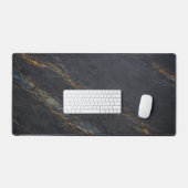 Deep Charcoal Slate and Gold Vein Desk Mat (Clavier et souris)