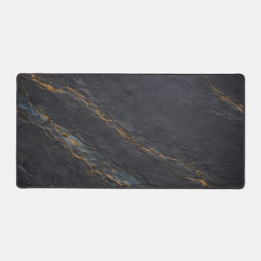 Deep Charcoal Slate and Gold Vein Desk Mat (Recto)