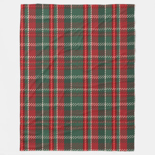 Deep Christmas Red Green Tartan Fleece Deken