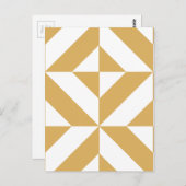 Deep Cool Gold Geometric Deco Cube Patroon Briefkaart (Voorkant / Achterkant)