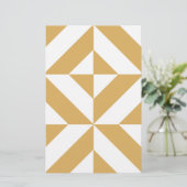 Deep Cool Gold Geometric Deco Cube Patroon Briefpapier (Staand voorkant)