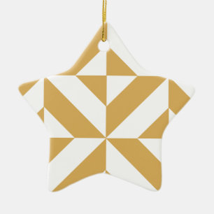 Deep Cool Gold Geometric Deco Cube Patroon Keramisch Ornament