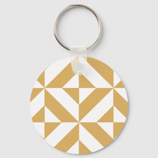 Deep Cool Gold Geometric Deco Cube Patroon Sleutelhanger (Voorkant)