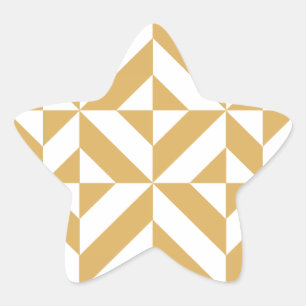 Deep Cool Gold Geometric Deco Cube Patroon Ster Sticker
