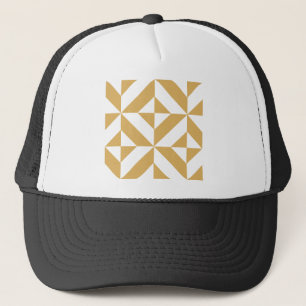 Deep Cool Gold Geometric Deco Cube Patroon Trucker Pet