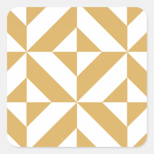 Deep Cool Gold Geometric Deco Cube Patroon Vierkante Sticker