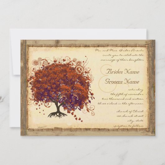 Deep Coral Eggplant Shadows Heart Leaf Tree Kaart (Voorkant)