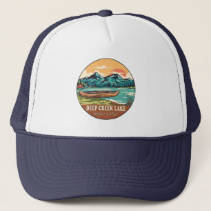 Deep Creek Lake Maryland Varend Vissen Embleem Trucker Pet