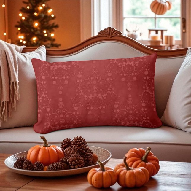 Deep Crimson Red Fancy Floral Damask Pattern Kussen (Creator heeft geüpload)