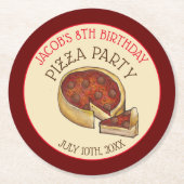 Deep Dish Pepperoni Pizza Pie Birthday Party Ronde Kartonnen Onderzetter (Voorkant)