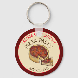 Deep Dish Pepperoni Pizza Pie Birthday Party Sleutelhanger