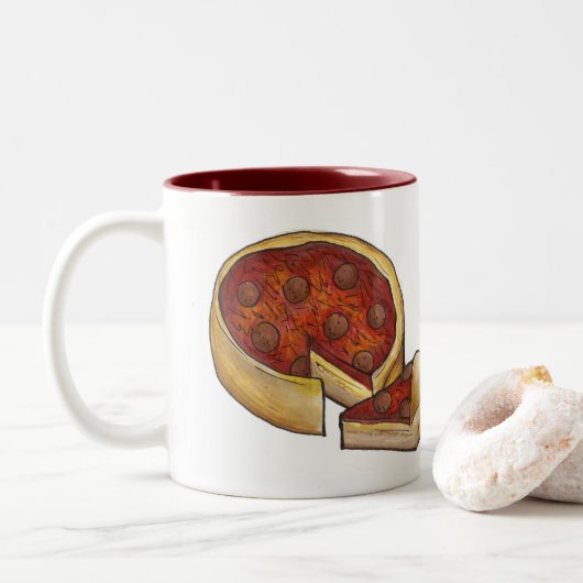 Deep Dish Thghts Chicago Pepperoni Pizza Mug (Avec donut)