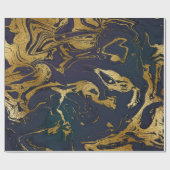 Deep Earth Gold Marble Deep Green Blue Cadeaupapier (Vlak)