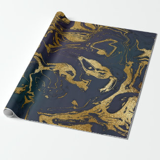 Deep Earth Gold Marble Deep Green Blue Cadeaupapier