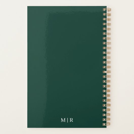 Deep Emerald 2026 Planner | Custom Title & Initial (Achterkant)