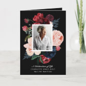 Deep Floral Photo Memorial Programme Programma (Voorkant)