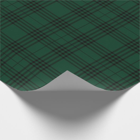 Deep Forest Green en Black Tartan Cadeaupapier (Hoek)