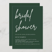 Deep Forest Green Modern Bridal Shower Invitation  (Devant / Derrière)