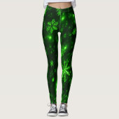 Deep Green & Bright Sneeuwvlokken Leggings (Voorkant)