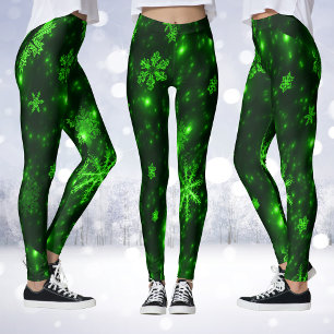 Deep Green & Bright Sneeuwvlokken Leggings