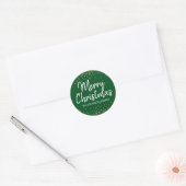 Deep GREEN Gold Glitter Confetti Vrolijk kerstfees Ronde Sticker (Envelop)