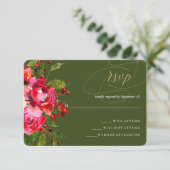 Deep Green Holiday Floral Wedding RSVP (Debout devant)