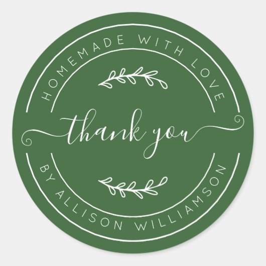 Deep Green Homemade Thank You Label (Voorkant)