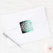  Deep Green Mandala Abstract Vierkante Sticker (Envelop)