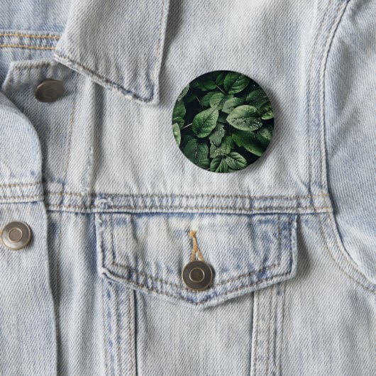 Deep Green Oerwoud Leaf Foliage Ronde Button 5,7 Cm (In situ)