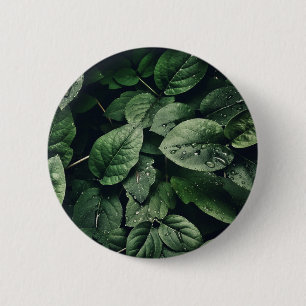 Deep Green Oerwoud Leaf Foliage Ronde Button 5,7 Cm