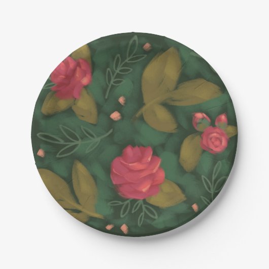 Deep Green & Pink Flower Bord (Voorkant)