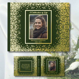 Deep Green Real Foil Funeral Livre d'invité Sparke