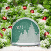 Deep Green & Silver Christmas Trees Photo  Sneeuwbol (Kerstmis)